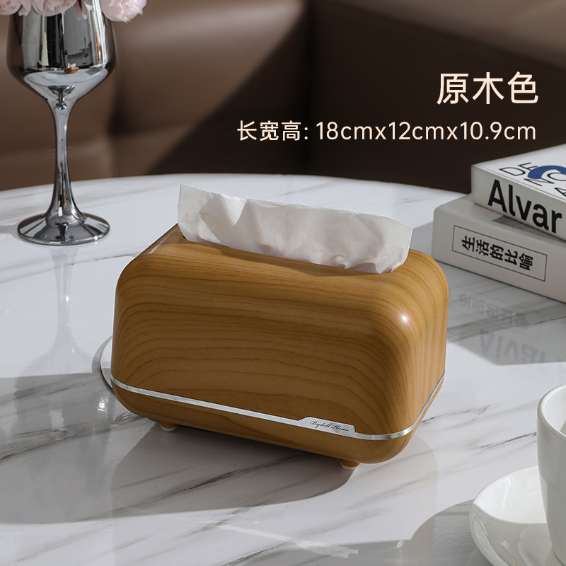 Caja de dibujo Caja de papel de servilleta para el hogar de escritorio de alto valor de alta calidad Caja de pañuelos de almacenamiento de sala de estar de color de madera de imitación creativa