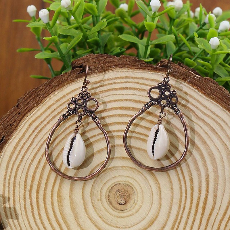 1 Pair Retro Simple Style Triangle Water Droplets Wood Iron Drop Earrings display picture 11
