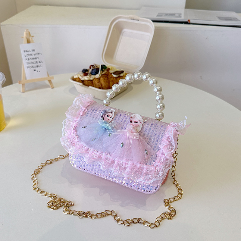 2025 nuevo lindo arco princesa bolsa de perlas portátil moda versátil mochila de hombro bolso de cambio coreano