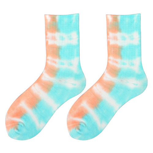 Dyeing socks for women and men, spring and autumn medium-length socks, hip-hop high-top Western-style trendy colorful cotton socks, INS socks for wholesale