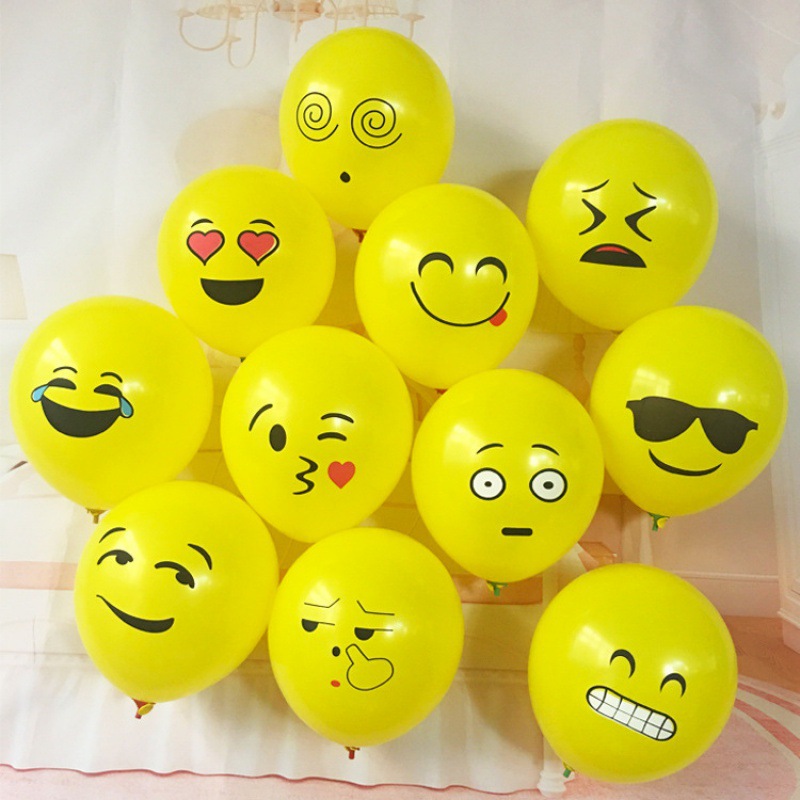 Globo de dibujos animados globo emoji globo amarillo del día del niño de 12 pulgadas globo de juguete puesto empujado globo grueso