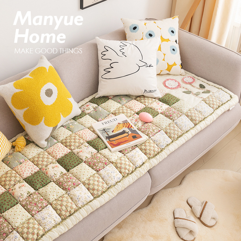 Foreign trade Korean single retro old-fashioned pure cotton steamed bread sofa cushion cushion non-slip thick anti-cat scratch machine washable
