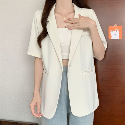 Lightweight Women's Summer Blazer Korean Style Casual Suit Jacket_voghion.com