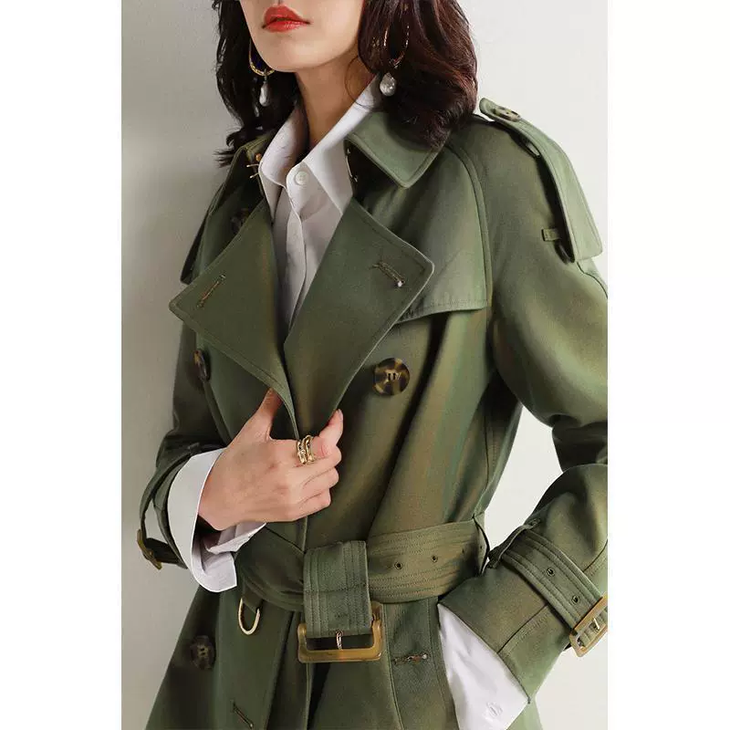 Осеннее подростковоеTrench Coat, средняя длина, поясной двубортный, хаки, размеры S–2XL