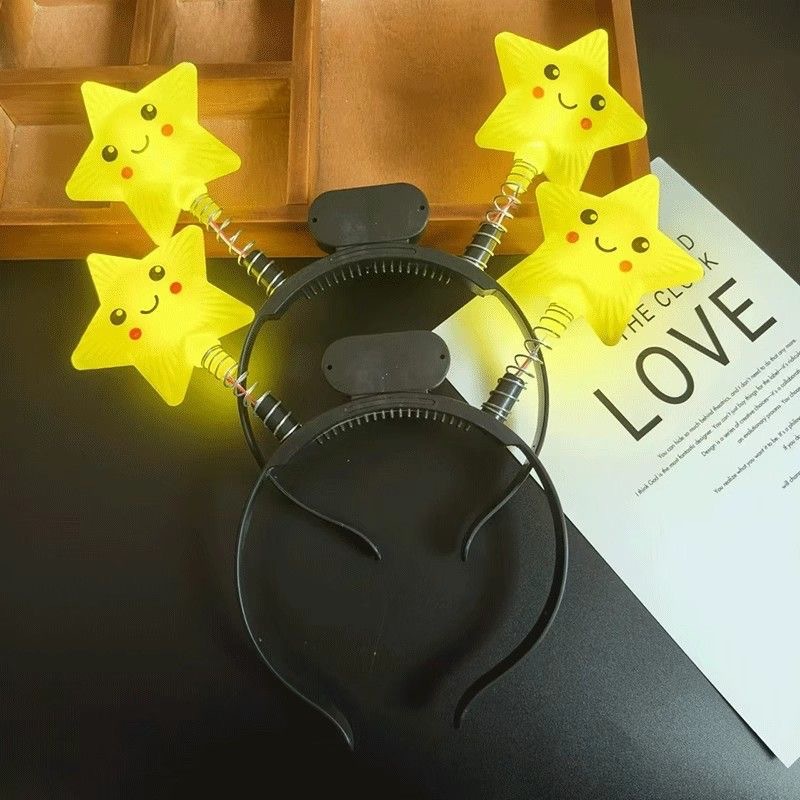 LED luminoso pin de cabello de cinco estrellas cinco estrellas toque de cabello de amor estrella luna corona de cabello de luces nocturnas ventas transfronterizas calientes