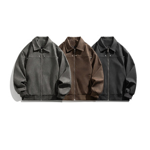 New Spring & Fall Washed Retro Distressed Leather Jacket with Rivet Patch Decoration