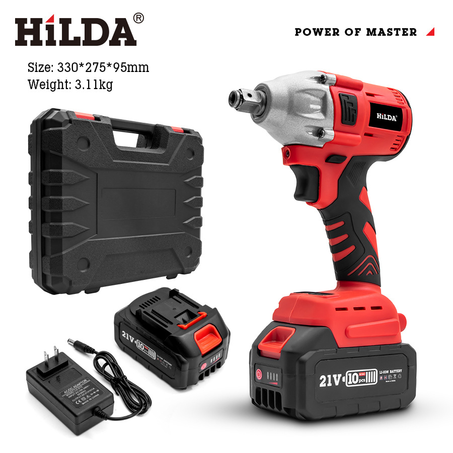 Llave eléctrica de batería de litio HILDA/Hilda, llave de tubo para reparación de automóviles, destornillador de alta potencia.
