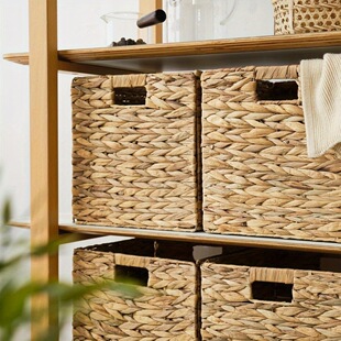 O 94616 Handwoven Water Hyacinth Storage Basket ˮ���J�ռ{