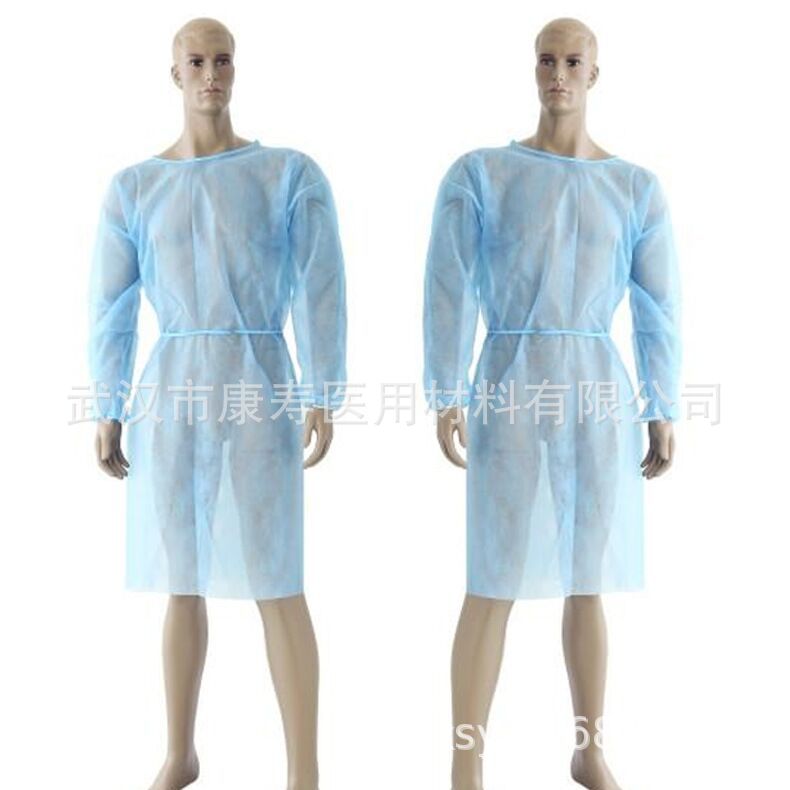 厂家现货PP+PE无纺布性系带式护隔离服 尘水反穿隔离衣