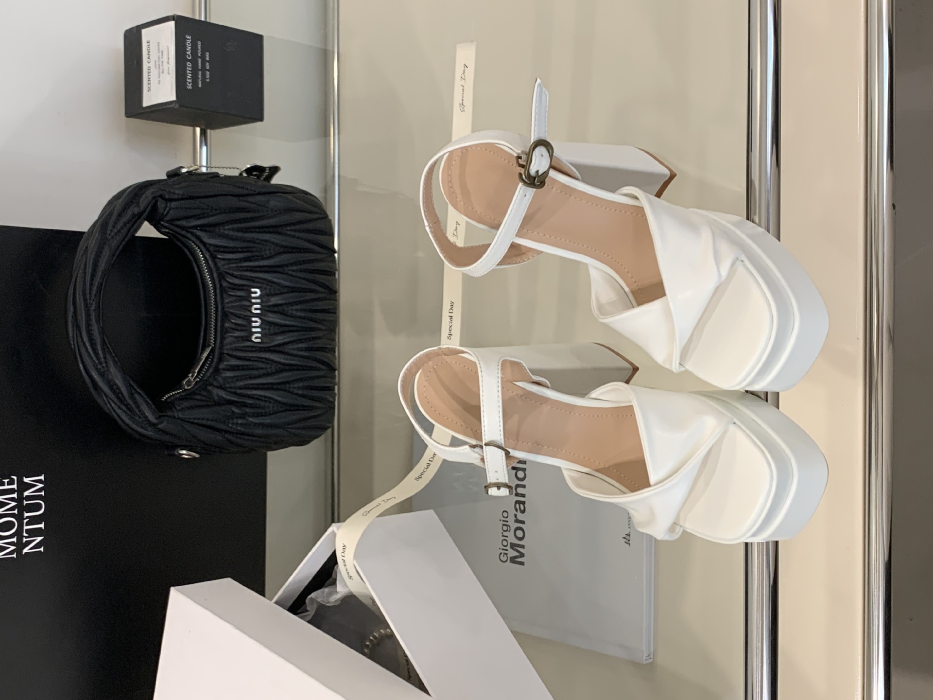 Sandal cao gót nữ quai ngang mũi vuông đế dày chống nước, gót siêu cao 9 cm — Màu đen chi tiết 23