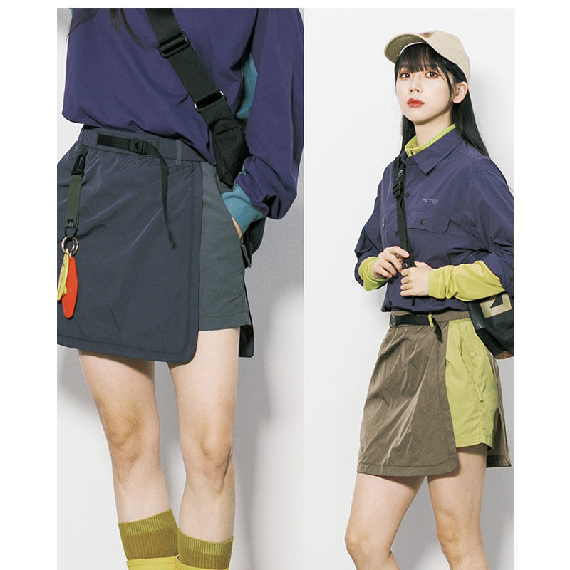Mountain-Style Outdoor Workwear Skirt for Petite Women, Versatile Sports Anti-Exposure Short Umbrella Skirt A-Line Pants Skirt