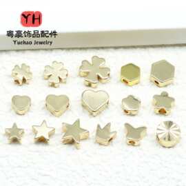 14/18k保色包金配件爱心五角星光面散珠隔珠diy饰品手链材料批发
