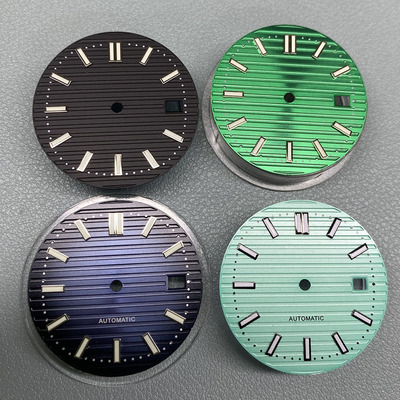 手表配件 绿夜光 黑条钉表盘+黑针 30.5mm 适合装配NH35/36机芯|ms