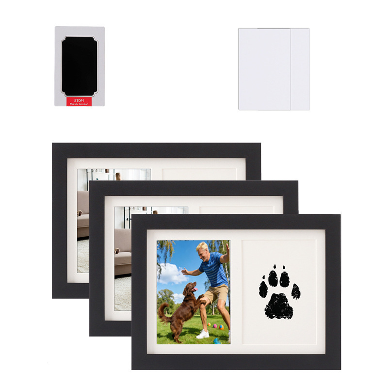 Cross-Border Pet Hand and Foot Print Wooden Photo Frame Display Stand 7inch DIY Baby Hand and Foot Print Pet Memorial Picture Frame
