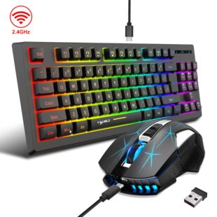 Набор беспроводной клавиатуры и мыши 2.4G RGB тонкая клавиатура красочная матовая беспроводная мышь для офисных игр