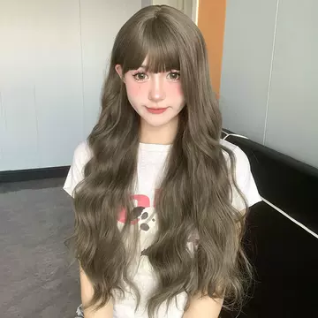 Cheng Ming Wig Women's Long Hair Water Ripple Stuffy Blue Natural Large Wave Long Curly Hair 2023 Summer Full Head Cover - ShopShipShake