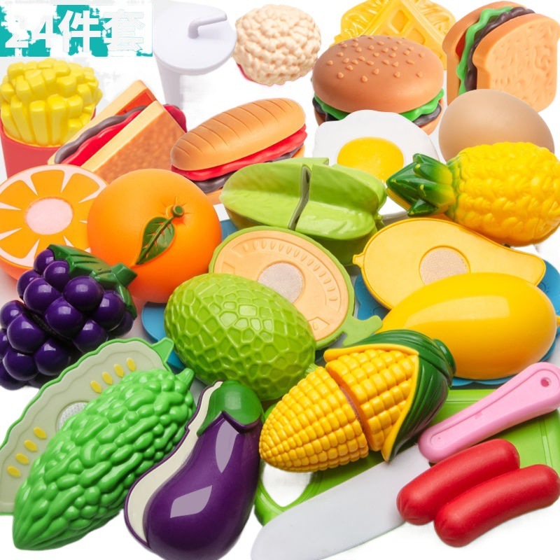 子供の家の材料幼稚園の子供のおもちゃは果物と野菜を切って台所を切ることができます。|undefined