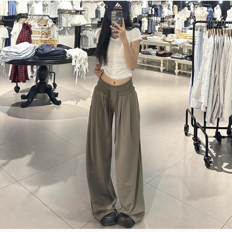 Casual Army Green Low-Rise Sweatpants for Women, Autumn 2025 New Style, Petite Loose Straight-Leg American-Style Wide-Leg Pants Casual Army Green Low-Rise Sweatpants for Women, Autumn 2025 New Style, Petite Loose Straight-Leg American-Style Wide-Leg Pants