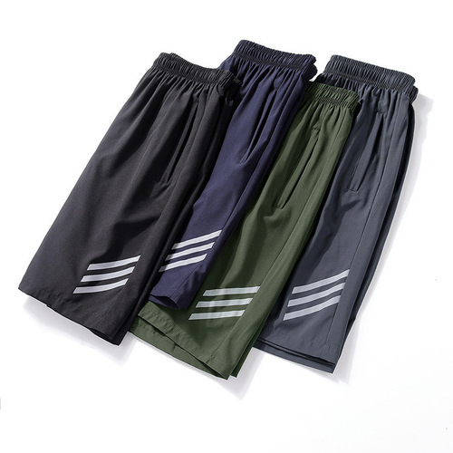 Summer three-bar ice silk shorts, men's elastic air-conditioning pants, young sports shorts, large size table tennis pants
