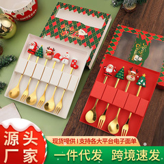 ステンレスクリスマススプーン食器セットアニメ萌え雪だるまスプーンクリスマスコーヒーデザートスプーンとプレゼント