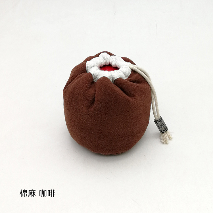 主人杯茶杯布袋建盏收纳袋便携加厚户外旅行袋棉麻束口袋抽绳杯袋
