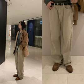 现 2025冬季新款韩国东大门baby酱通勤显腿长高腰直筒休闲裤