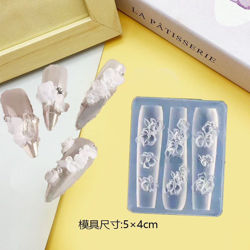 Molde de manicura amor arco en relieve flor ornamentos molde abrasivo alta permeabilidad estereoscópica DIY decoración molde de silicona