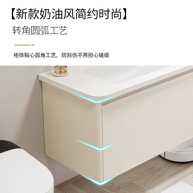 Gabinete de baño cerámico de acero inoxidable grueso integral lavabo de ángulo redondeado lavabo integral gabinete impermeable a prueba de humedad lavabo