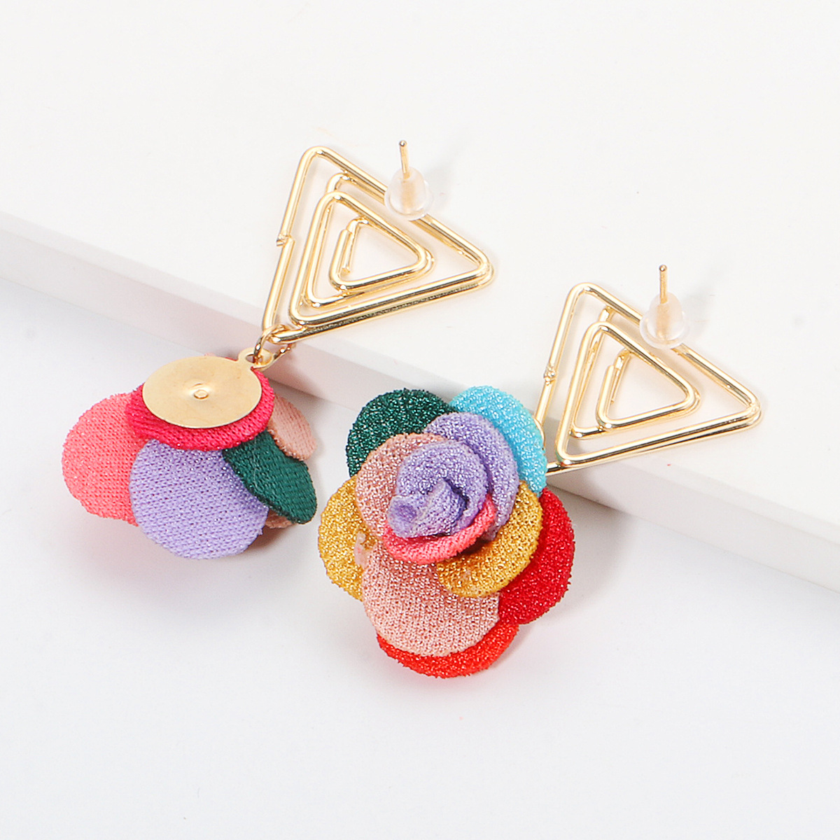 Korean Triangle Flower Earrings Wholesale display picture 20