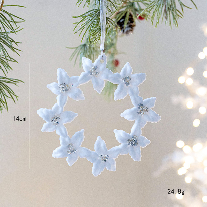クロスボーダー新しいクリスマス装飾白植毛スノーフレーク立体五芒星ツリーペンダントクリスマスツリーレイアウト|undefined