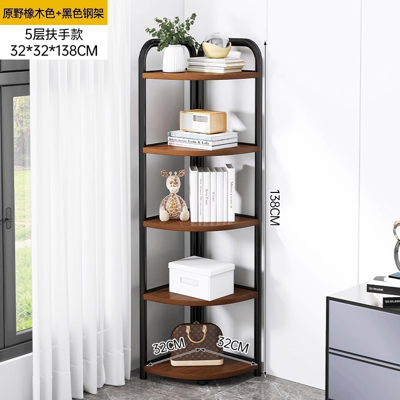 Estante de escritorio estante de almacenamiento simple de esquina de escritorio estante de almacenamiento de esquina de pared de esquina doméstica pequeño estante de libro triángulo acabado