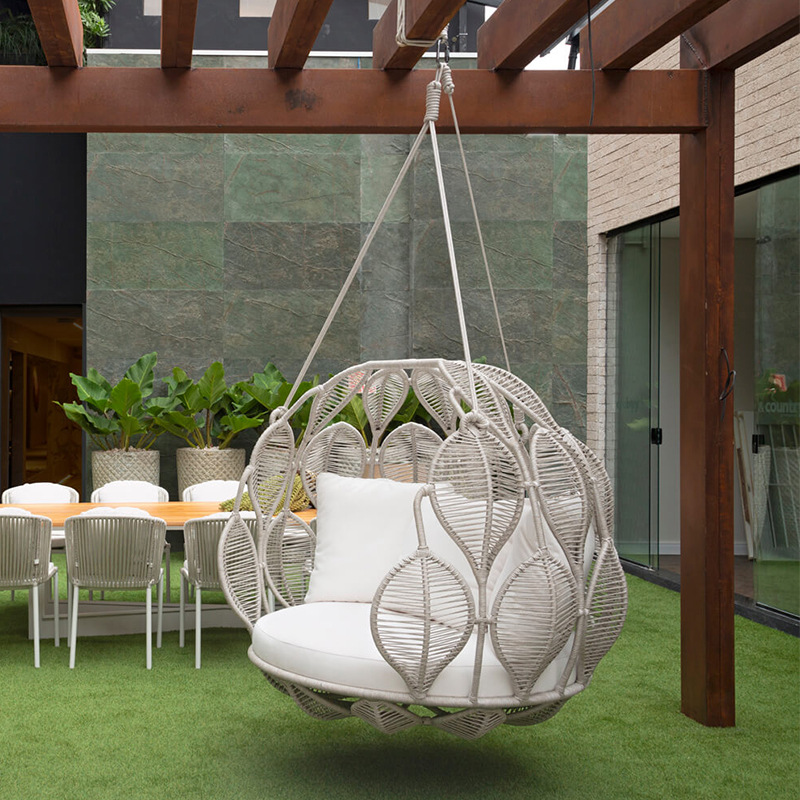 Columinar al aire libre patio jardín tela de caña colgante cesta red balcón rojo ocio silla de mecedora individual villa muebles al aire libre image 5