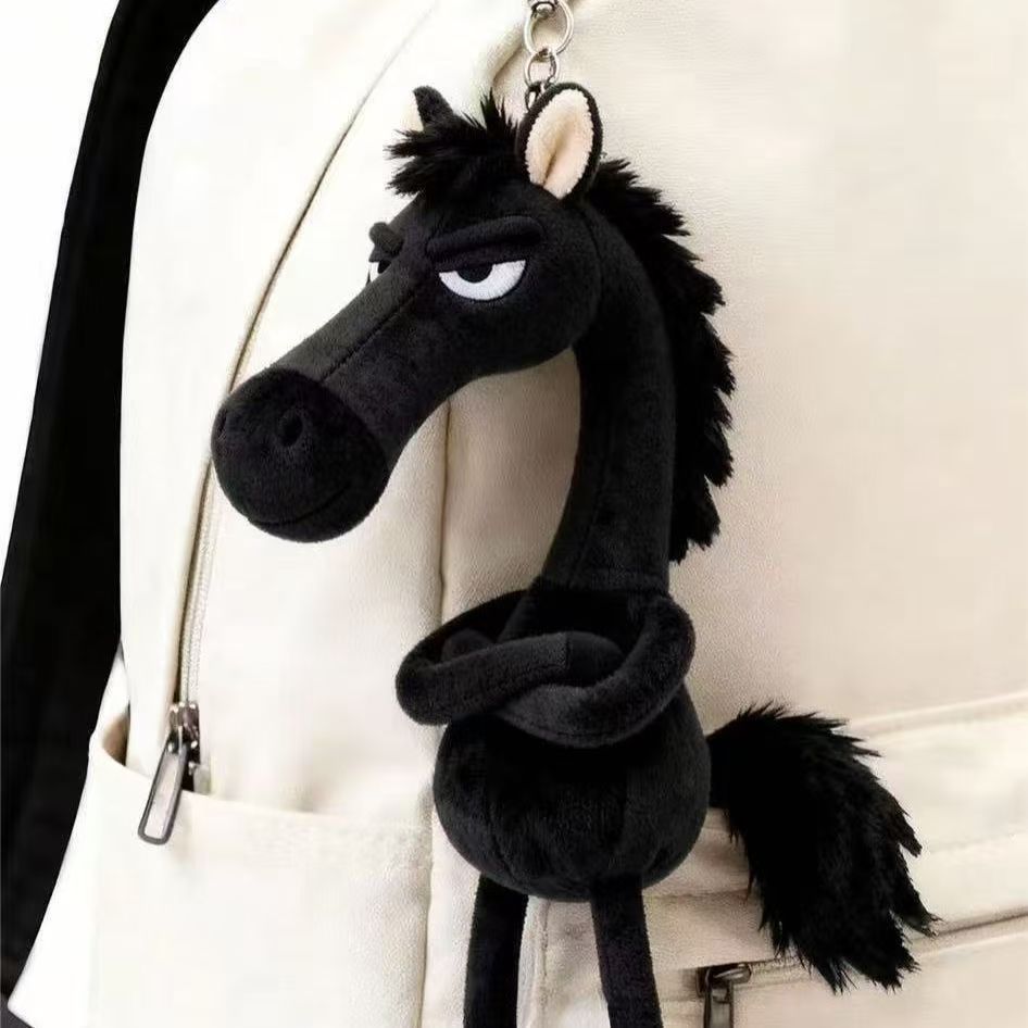 year of horse black horse bag pendant plush high cold doll of the same style little doll keychain cute doll toy