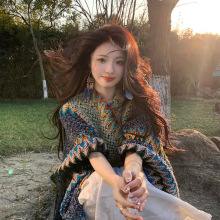 丽江披肩民族风新疆西藏旅游穿搭青海云南外搭斗篷外套披风围巾女