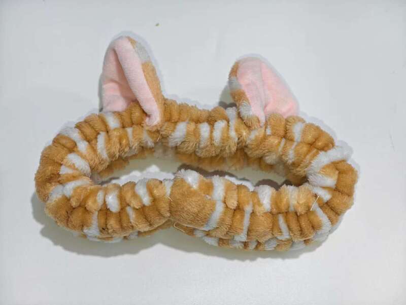 かわいいぬいぐるみ猫耳ヘッドバンド卸売女性の秋と冬超かわいい立体洗顔メイク防湿袖ストライプリストバンド|undefined