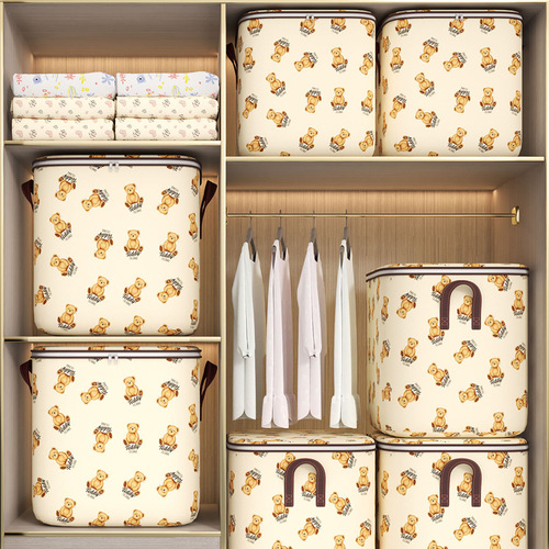 Teddy bear clothes quilt foldable non-woven storage bag bedroom wardrobe storage box toy storage bag