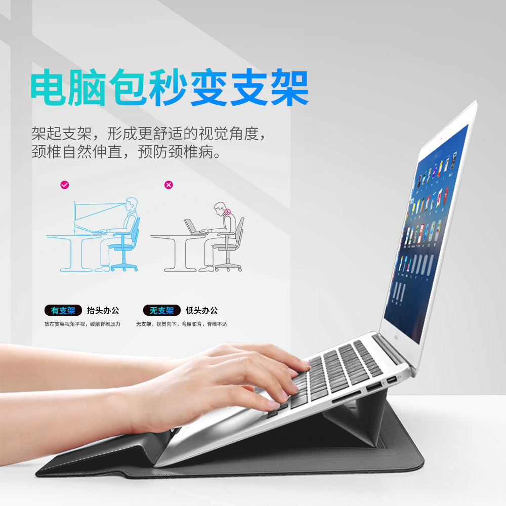 Venta al por mayor, bolsa interior para soporte para portátil de 14 pulgadas, MacBook, bolsa multifunción tres en uno para ordenador de 13,3/16,1 pulgadas