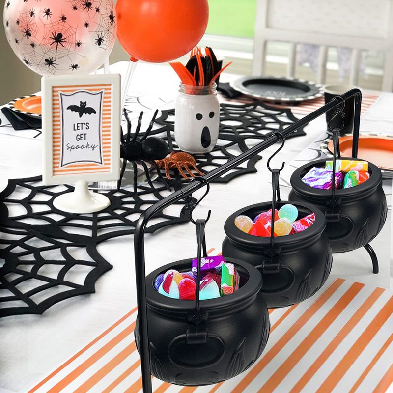 ハロウィーンパーティー装飾3点セット魔女大鍋棚に野菜ボウル黒プラスチックキッチン装飾|undefined