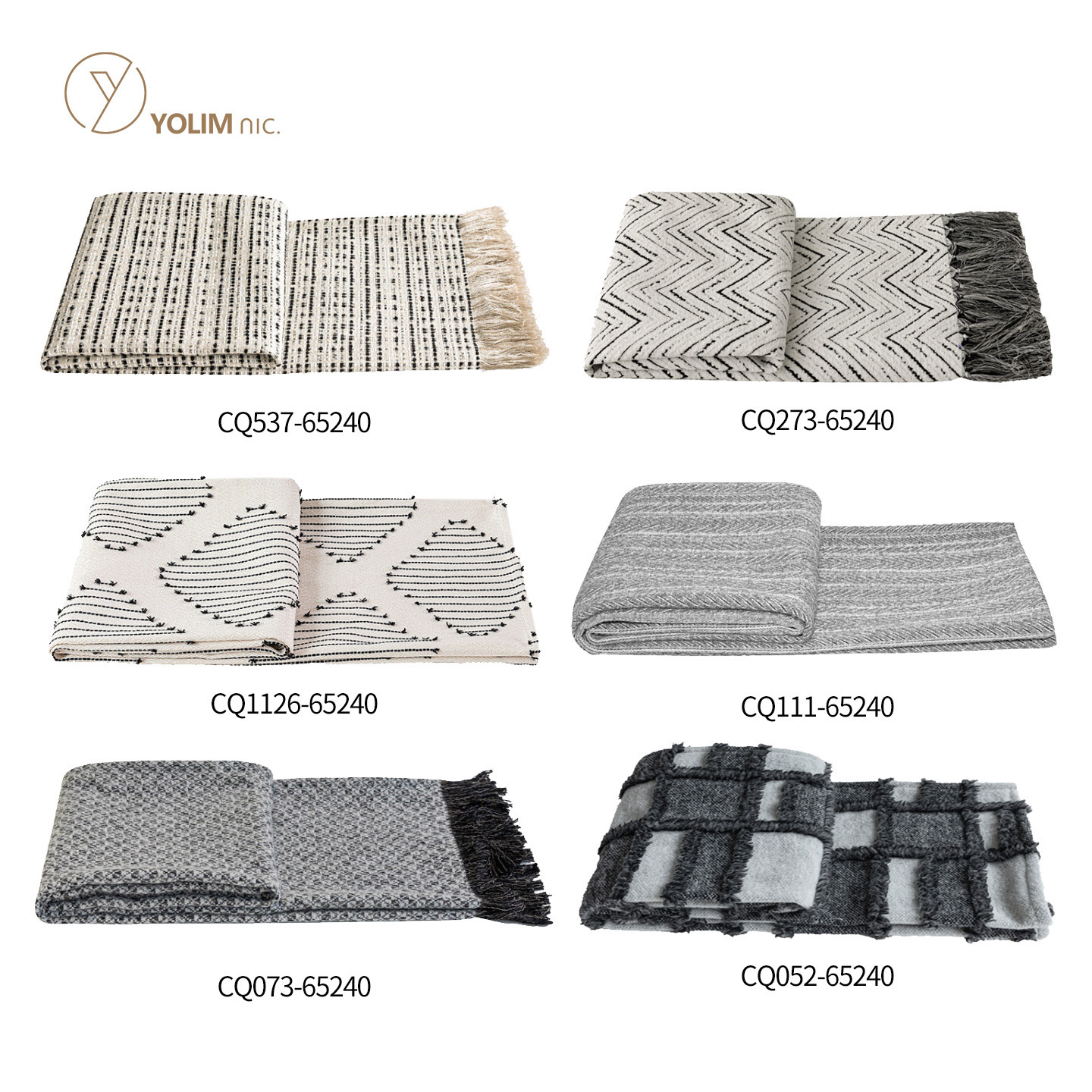 Wabi-Sabi Style Model Room Bed Runner, Hotel and Guesthouse Bed Throw, Black and Gray Color Scheme, Chanel-Style Bed Cover
