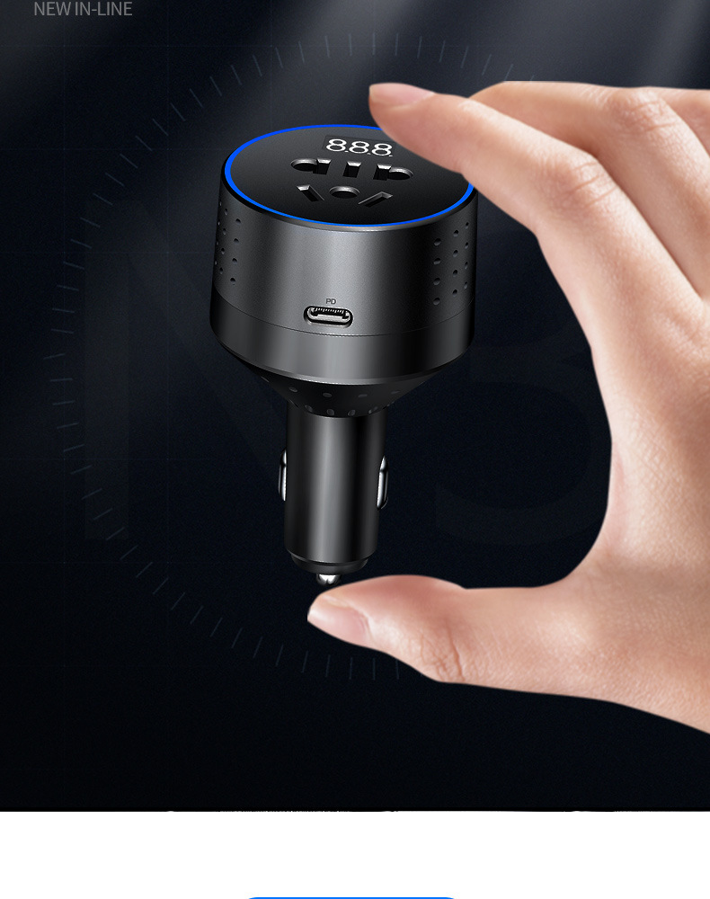 Source Factory Multifunctional Car Charger Ultra-Small Inverter 12V24V to 220V Socket Apple Pd Fast Charging