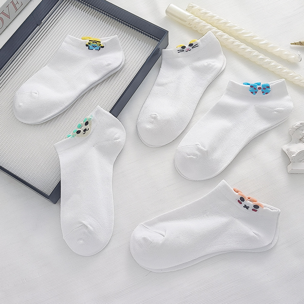 White Socks Women's Short Socks Spring and Summer Ultra-thin Solid Color Academy-style Sweet Cute Sweat-wicking Women's Short Socks