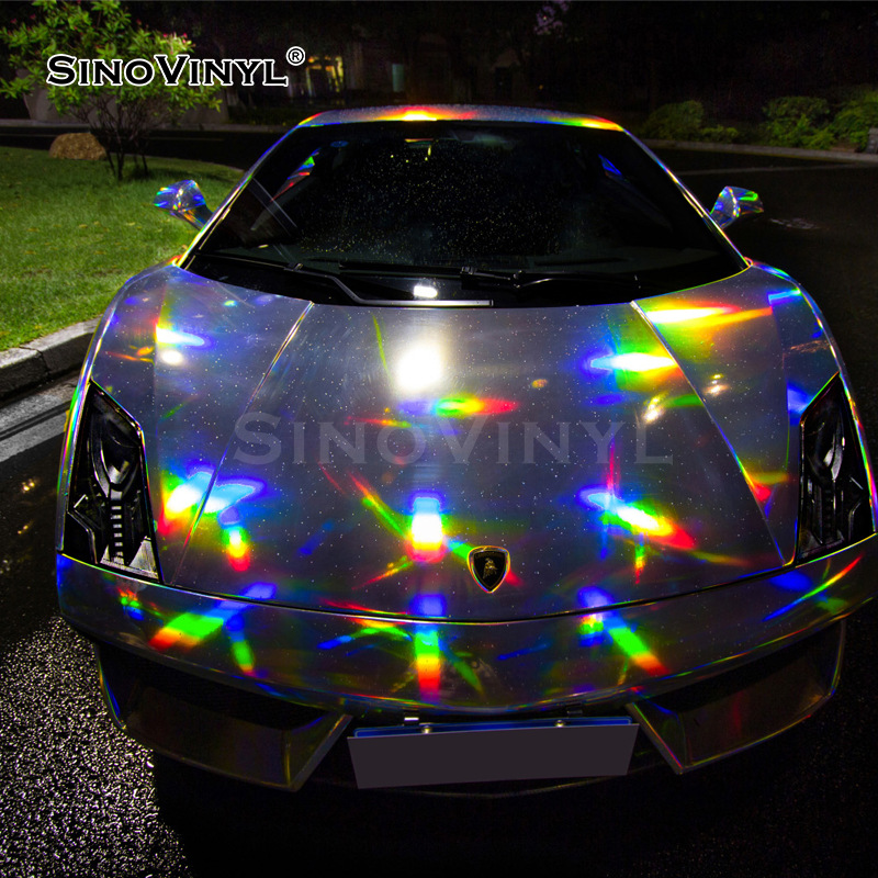 Carlake colorido galvanoplastia láser plata coche que cambia de color película color mágico camaleón toda la película del coche etiqueta engomada de la decoración del cuerpo