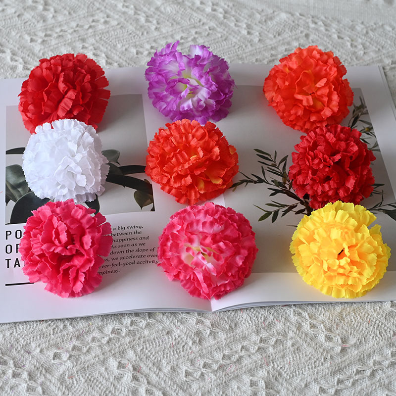 Fábrica al por mayor flores de simulación de flores de caléndula decorativas festivas escenario de diseño flor de clavo flor flor de claveles flor decorativa