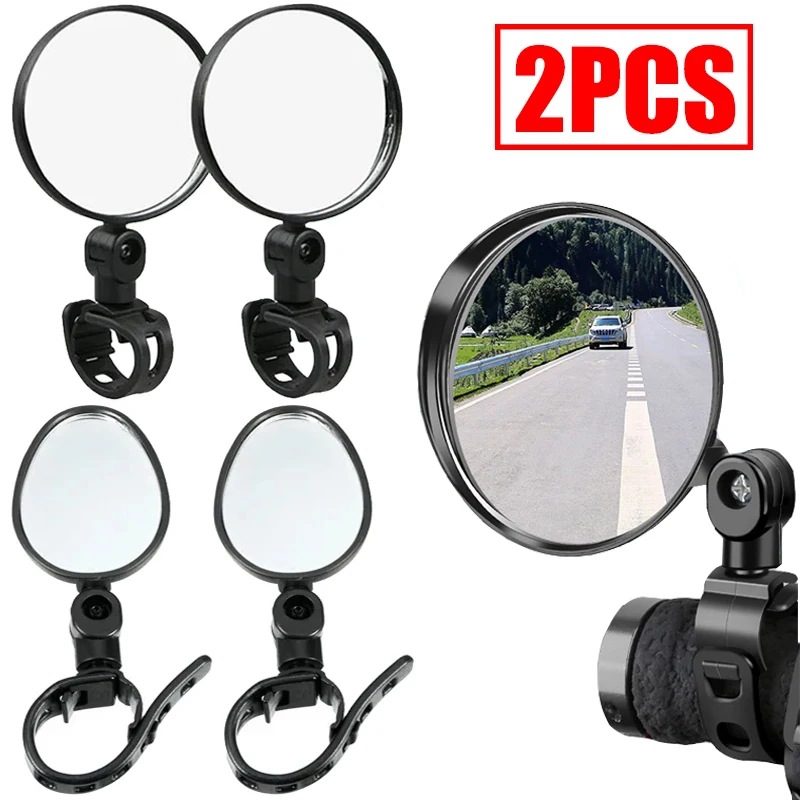 Bicycle Rearview Mirror, Foldable Mountain Bike Mirror, Convex Mirror for Mountain Bikes, Large Round High-Definition Mirror for Cycling