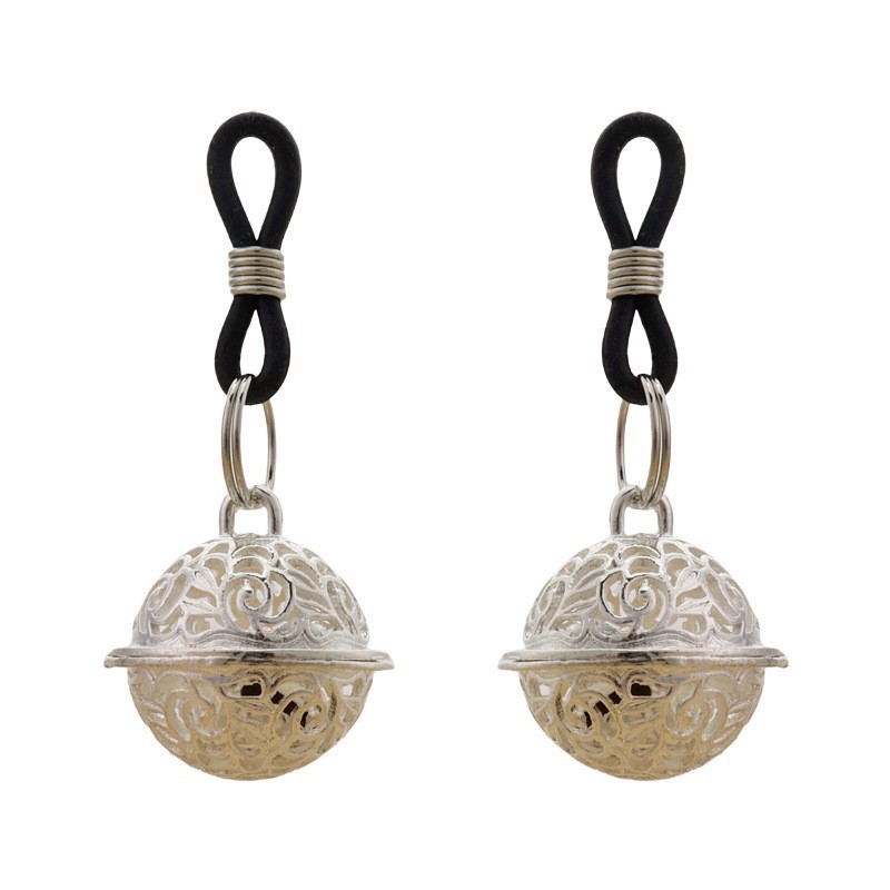 Silver Bell Breast Clips, Silicone Couple Wearable Jingle Bells, 2-Piece Set — detail image 7