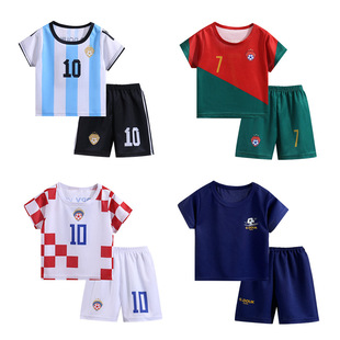 Поместите полную сеть детской спортивной одежды, набор футбольной игры чемпионата мира по футболу, португальская аргентинская, средняя, ​​средняя школа