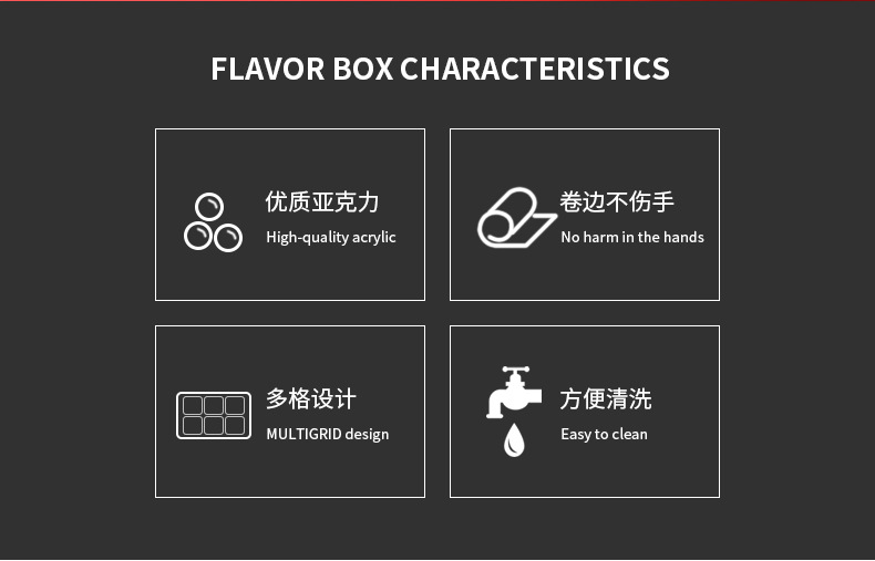 亚克力厨房用品套装商用摆摊冰粉配料盒食品展示留样盒带盖调味盒详情4