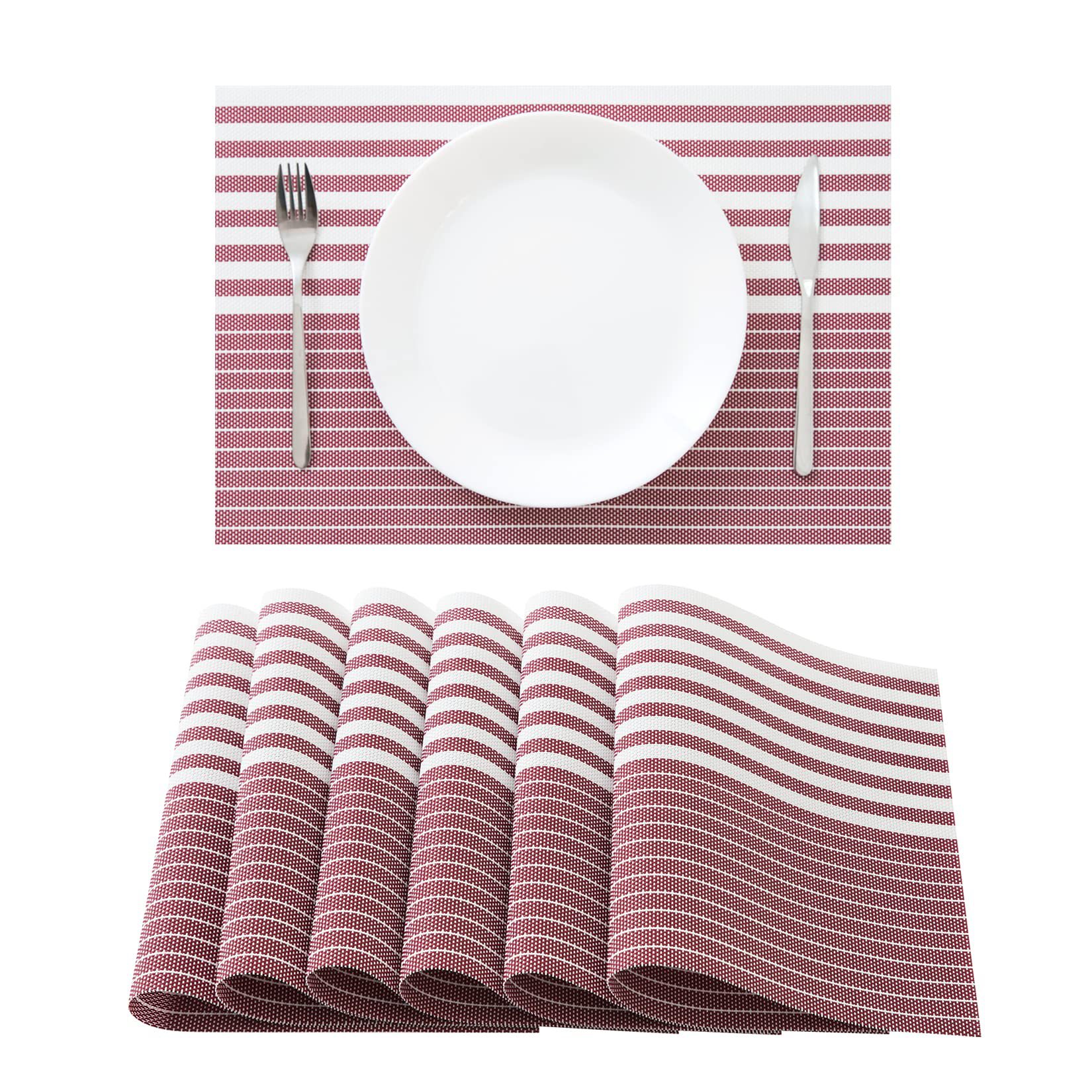 Teslin blanco rayado PVC mantel al por mayor diseño de restaurante europeo occidental mantel placa estera de aislamiento antideslizante