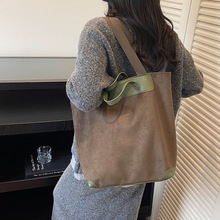 秋冬大包新款复古日系鹿皮绒托特包休闲百搭女士单肩包手提斜挎包