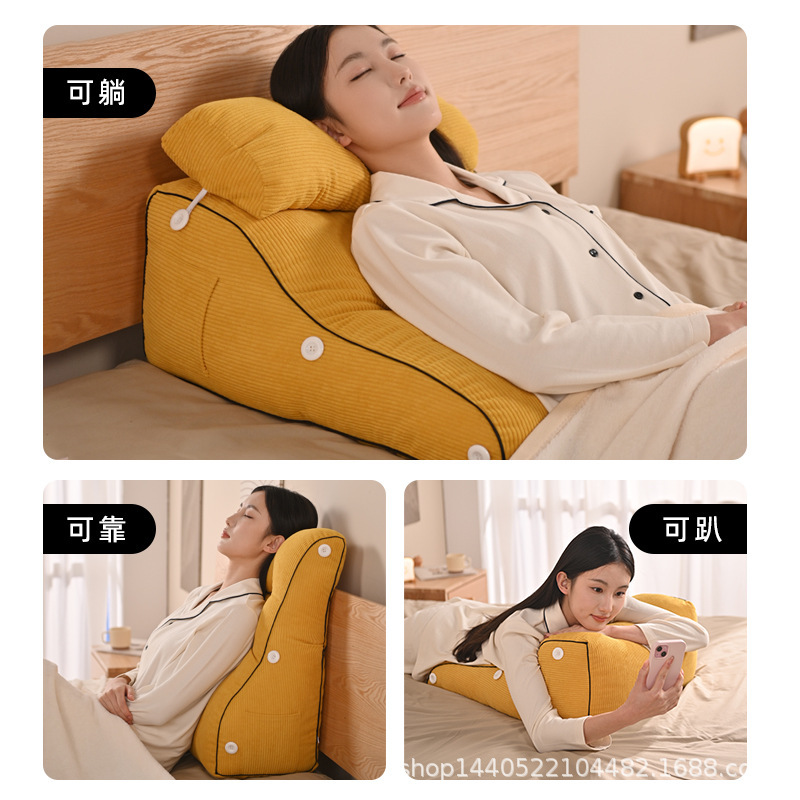 腰を保護するソファーの大きい背もたれのベッドの頭の柔らかい包みは枕の客間のベッドの上で携帯電話の背もたれの枕の畳のベッドを遊びます。|undefined